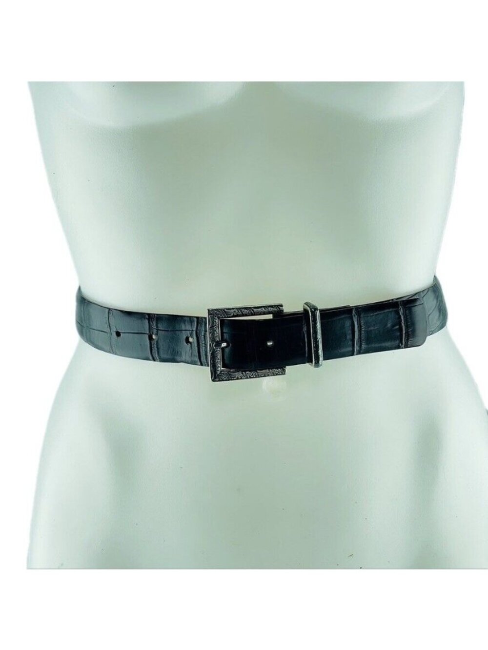 VintageAmanda Smth Black Leather Belt With Silver Buckle Made In Japan